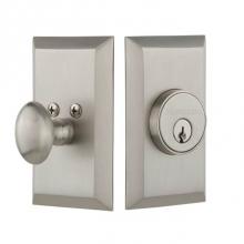 Nostalgic Warehouse 713596 - Nostalgic Warehouse Studio Plate Single Cylinder Deadbolt in Satin Nickel