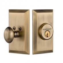 Nostalgic Warehouse 713598 - Nostalgic Warehouse Studio Plate Single Cylinder Deadbolt in Antique Brass