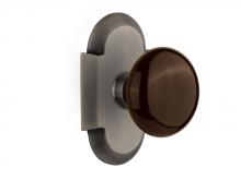 Nostalgic Warehouse 714586 - Nostalgic Warehouse Cottage Plate Privacy Brown Porcelain Door Knob in Antique Pewter