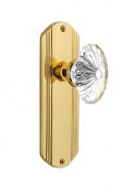 Nostalgic Warehouse 714891 - Nostalgic Warehouse Deco Plate Privacy Oval Fluted Crystal Glass Door Knob in Polished Brass