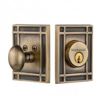 Nostalgic Warehouse 715134 - Nostalgic Warehouse Mission Plate Single Cylinder Deadbolt in Antique Brass