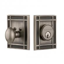 Nostalgic Warehouse 715136 - Nostalgic Warehouse Mission Plate Single Cylinder Deadbolt in Antique Pewter