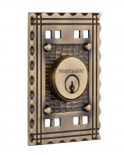 Nostalgic Warehouse 715158 - Nostalgic Warehouse Craftsman Plate Double Cylinder Deadbolt in Antique Brass