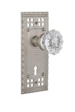 Nostalgic Warehouse 715425 - Nostalgic Warehouse Craftsman Plate with Keyhole Single Dummy Crystal Glass Door Knob in Satin Nic