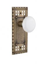 Nostalgic Warehouse 715514 - Nostalgic Warehouse Craftsman Plate Double Dummy White Porcelain Door Knob in Antique Brass