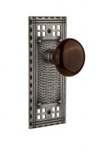 Nostalgic Warehouse 715523 - Nostalgic Warehouse Craftsman Plate Double Dummy Brown Porcelain Door Knob in Antique Pewter