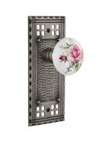 Nostalgic Warehouse 715535 - Nostalgic Warehouse Craftsman Plate Double Dummy White Rose Porcelain Door Knob in Antique Pewter