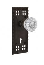 Nostalgic Warehouse 715744 - Nostalgic Warehouse Craftsman Plate Interior Mortise Crystal Glass Door Knob in Oil-Rubbed Bronze