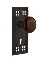 Nostalgic Warehouse 715780 - Nostalgic Warehouse Craftsman Plate Interior Mortise Brown Porcelain Door Knob in Oil-Rubbed Bronz