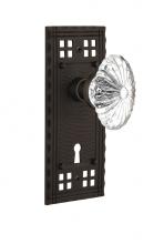 Nostalgic Warehouse 715788 - Nostalgic Warehouse Craftsman Plate Interior Mortise Oval Fluted Crystal Glass Door Knob in Oil-Ru