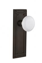 Nostalgic Warehouse 715836 - Nostalgic Warehouse Mission Plate Passage White Porcelain Door Knob in Oil-Rubbed Bronze