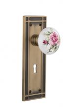 Nostalgic Warehouse 715918 - Nostalgic Warehouse Mission Plate with Keyhole Passage White Rose Porcelain Door Knob in Antique B