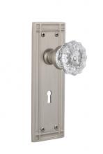 Nostalgic Warehouse 716001 - Nostalgic Warehouse Mission Plate with Keyhole Single Dummy Crystal Glass Door Knob in Satin Nicke