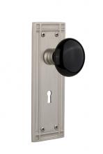 Nostalgic Warehouse 716161 - Nostalgic Warehouse Mission Plate with Keyhole Double Dummy Black Porcelain Door Knob in Satin Nic