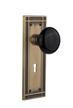 Nostalgic Warehouse 716350 - Nostalgic Warehouse Mission Plate Interior Mortise Black Porcelain Door Knob in Antique Brass