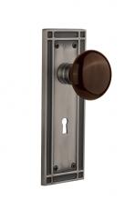 Nostalgic Warehouse 716355 - Nostalgic Warehouse Mission Plate Interior Mortise Brown Porcelain Door Knob in Antique Pewter
