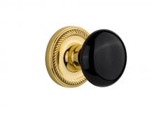 Nostalgic Warehouse 716882 - Nostalgic Warehouse Rope Rosette Passage Black Porcelain Door Knob in Unlacquered Brass