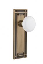 Nostalgic Warehouse 717286 - Nostalgic Warehouse Mission Plate Privacy White Porcelain Door Knob in Antique Brass