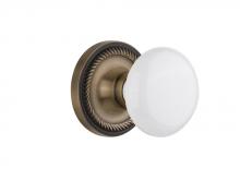 Nostalgic Warehouse 717712 - Nostalgic Warehouse Rope Rosette Privacy White Porcelain Door Knob in Antique Brass