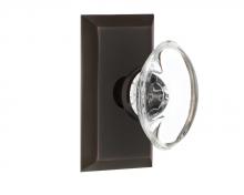 Nostalgic Warehouse 717797 - Nostalgic Warehouse Studio Plate Privacy Oval Clear Crystal Glass Door Knob in Timeless Bronze