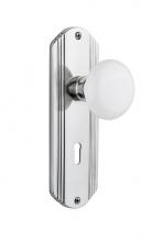 Nostalgic Warehouse 718207 - Nostalgic Warehouse Deco Plate with Keyhole Privacy White Porcelain Door Knob in Bright Chrome