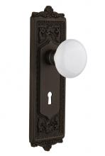 Nostalgic Warehouse 718337 - Nostalgic Warehouse Egg & Dart Plate with Keyhole Privacy White Porcelain Door Knob in Oil-Rub