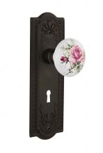 Nostalgic Warehouse 718445 - Nostalgic Warehouse Meadows Plate with Keyhole Privacy White Rose Porcelain Door Knob in Oil-Rubbe