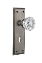 Nostalgic Warehouse 718596 - Nostalgic Warehouse New York Plate with Keyhole Privacy Crystal Glass Door Knob in Antique Pewter