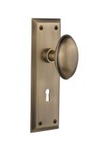 Nostalgic Warehouse 718618 - Nostalgic Warehouse New York Plate with Keyhole Privacy Homestead Door Knob in Antique Brass