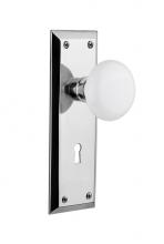 Nostalgic Warehouse 718703 - Nostalgic Warehouse New York Plate with Keyhole Privacy White Porcelain Door Knob in Bright Chrome