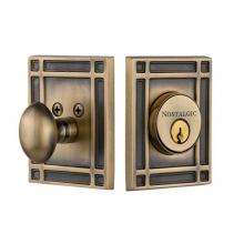 Nostalgic Warehouse 719047 - Nostalgic Warehouse Mission Plate Single Cylinder Deadbolt in Antique Brass