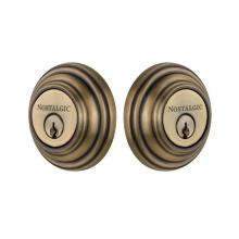 Nostalgic Warehouse 719112 - Nostalgic Warehouse Classic Rosette Double Cylinder Deadbolt in Antique Brass