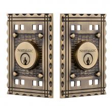 Nostalgic Warehouse 719140 - Nostalgic Warehouse Craftsman Plate Double Cylinder Deadbolt in Antique Brass