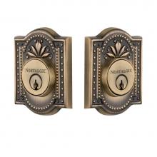 Nostalgic Warehouse 719171 - Nostalgic Warehouse Meadows Plate Double Cylinder Deadbolt in Antique Brass