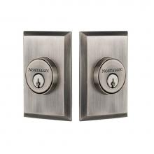 Nostalgic Warehouse 719189 - Nostalgic Warehouse New York Plate Double Cylinder Deadbolt in Antique Pewter