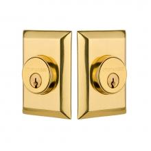 Nostalgic Warehouse 719191 - Nostalgic Warehouse New York Plate Double Cylinder Deadbolt in Polished Brass