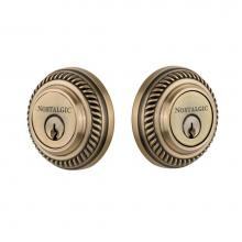 Nostalgic Warehouse 719202 - Nostalgic Warehouse Rope Rosette Double Cylinder Deadbolt in Antique Brass