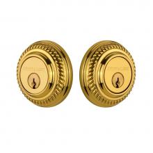 Nostalgic Warehouse 719205 - Nostalgic Warehouse Rope Rosette Double Cylinder Deadbolt in Polished Brass