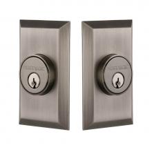 Nostalgic Warehouse 719217 - Nostalgic Warehouse Studio Plate Double Cylinder Deadbolt in Antique Pewter