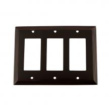 Nostalgic Warehouse 719667 - Nostalgic Warehouse Deco Switch Plate with Triple Rocker in Timeless Bronze