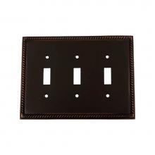 Nostalgic Warehouse 719676 - Nostalgic Warehouse Rope Switch Plate with Triple Toggle in Timeless Bronze