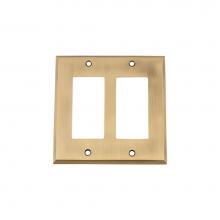 Nostalgic Warehouse 719702 - Nostalgic Warehouse New York Switch Plate with Double Rocker in Antique Brass