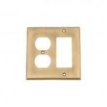 Nostalgic Warehouse 719708 - Nostalgic Warehouse New York Switch Plate with Rocker and Outlet in Antique Brass