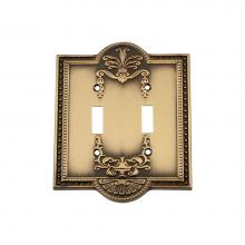 Nostalgic Warehouse 719711 - Nostalgic Warehouse Meadows Switch Plate with Double Toggle in Antique Brass