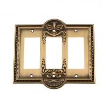 Nostalgic Warehouse 719715 - Nostalgic Warehouse Meadows Switch Plate with Triple Rocker in Antique Brass