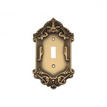 Nostalgic Warehouse 719722 - Nostalgic Warehouse Victorian Switch Plate with Single Toggle in Antique Brass