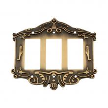 Nostalgic Warehouse 719727 - Nostalgic Warehouse Victorian Switch Plate with Triple Rocker in Antique Brass