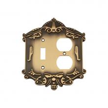 Nostalgic Warehouse 719731 - Nostalgic Warehouse Victorian Switch Plate with Toggle and Outlet in Antique Brass