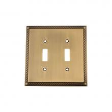 Nostalgic Warehouse 719747 - Nostalgic Warehouse Rope Switch Plate with Double Toggle in Antique Brass