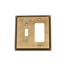 Nostalgic Warehouse 719754 - Nostalgic Warehouse Rope Switch Plate with Toggle and Rocker in Antique Brass